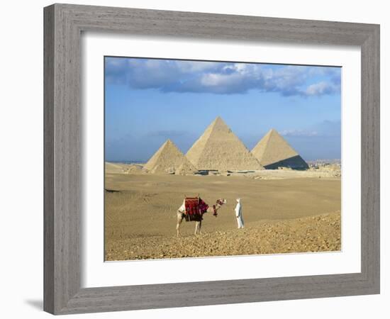 Camel Rider at Giza Pyramids, Giza, Cairo, Egypt, Africa-Nigel Francis-Framed Photographic Print