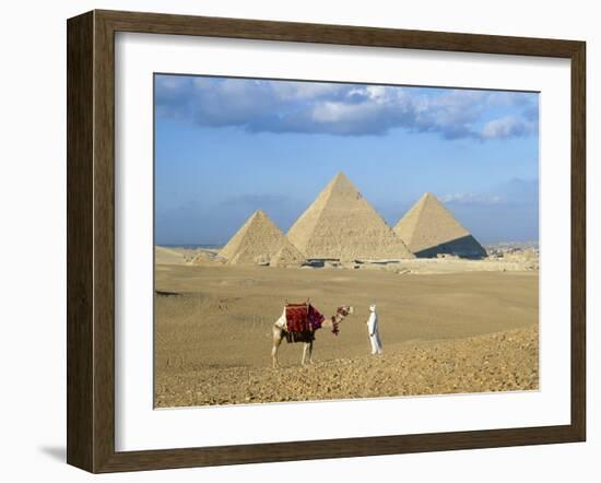 Camel Rider at Giza Pyramids, Giza, Cairo, Egypt, Africa-Nigel Francis-Framed Photographic Print