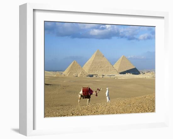 Camel Rider at Giza Pyramids, Giza, Cairo, Egypt, Africa-Nigel Francis-Framed Photographic Print