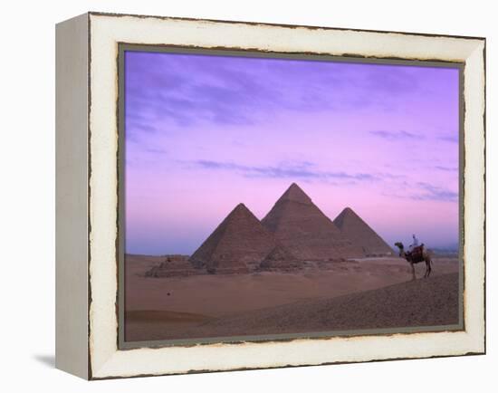 Camel Rider at Giza Pyramids, Giza, UNESCO World Heritage Site, Cairo, Egypt, North Africa, Africa-Nigel Francis-Framed Premier Image Canvas