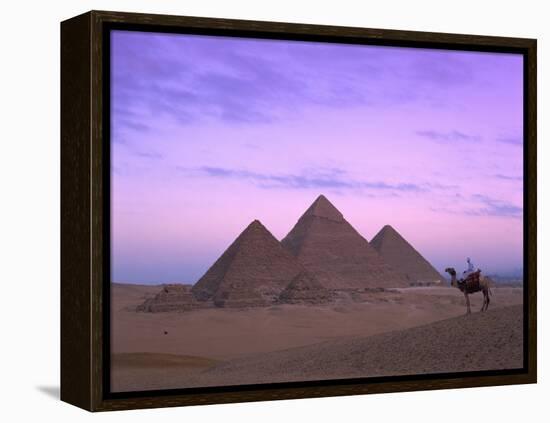 Camel Rider at Giza Pyramids, Giza, UNESCO World Heritage Site, Cairo, Egypt, North Africa, Africa-Nigel Francis-Framed Premier Image Canvas