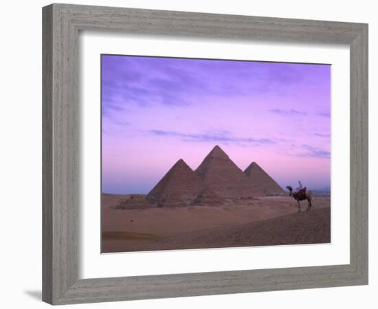 Camel Rider at Giza Pyramids, Giza, UNESCO World Heritage Site, Cairo, Egypt, North Africa, Africa-Nigel Francis-Framed Photographic Print