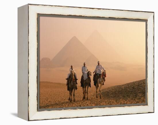 Camel Riders at Giza Pyramids, UNESCO World Heritage Site, Giza, Cairo, Egypt, North Africa, Africa-null-Framed Premier Image Canvas