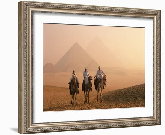 Camel Riders at Giza Pyramids, UNESCO World Heritage Site, Giza, Cairo, Egypt, North Africa, Africa-null-Framed Photographic Print