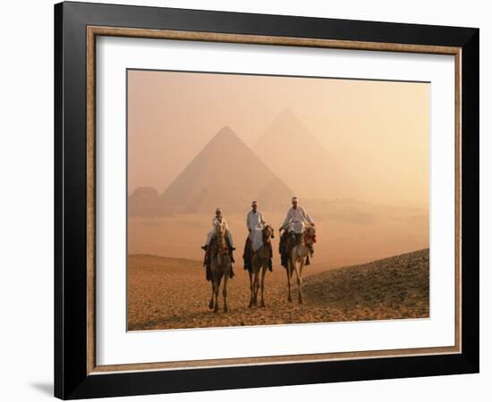 Camel Riders at Giza Pyramids, UNESCO World Heritage Site, Giza, Cairo, Egypt, North Africa, Africa-null-Framed Photographic Print