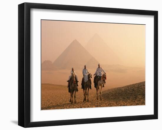 Camel Riders at Giza Pyramids, UNESCO World Heritage Site, Giza, Cairo, Egypt, North Africa, Africa-null-Framed Photographic Print