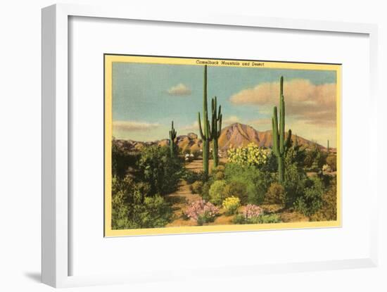 Camelback Mountain, Saguaros, Arizona-null-Framed Art Print