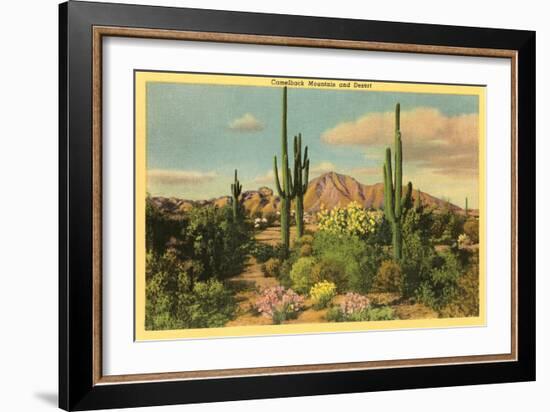 Camelback Mountain, Saguaros, Arizona-null-Framed Art Print