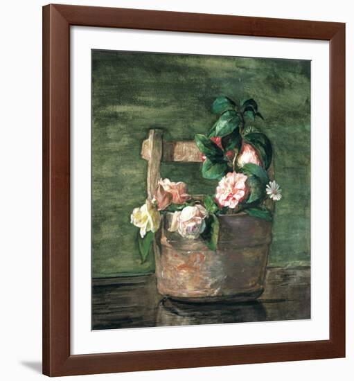 Camellias and Roses in Japanese Vase-John Lafarge-Framed Art Print