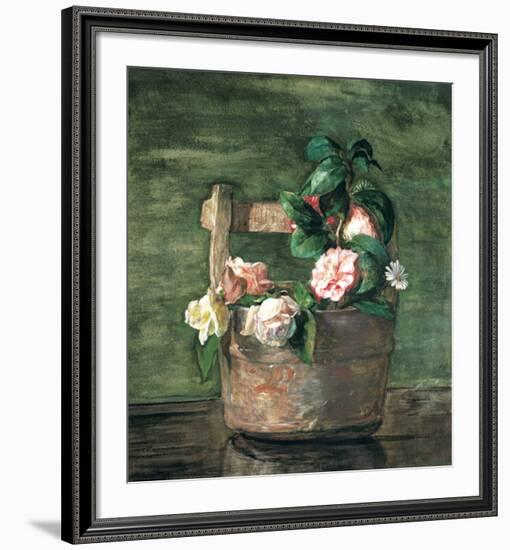 Camellias and Roses in Japanese Vase-John Lafarge-Framed Art Print