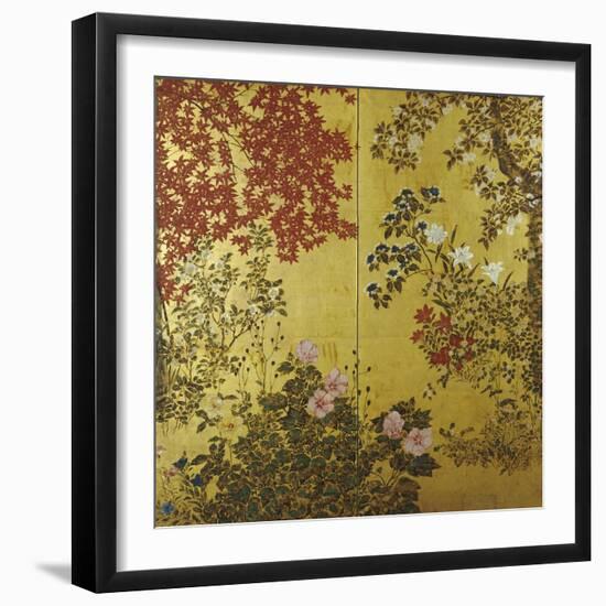 Camellias, Hydrangeas, Cherry Flowers, Lilies and Other Flowers, 18th Century-null-Framed Giclee Print