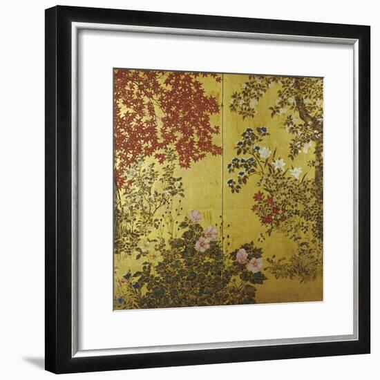 Camellias, Hydrangeas, Cherry Flowers, Lilies and Other Flowers, 18th Century-null-Framed Giclee Print