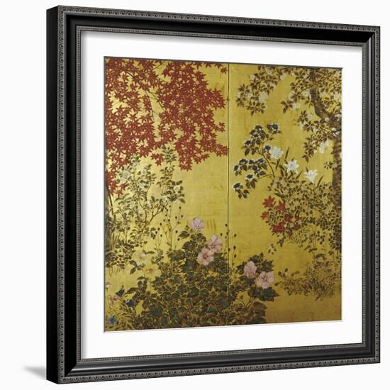 Camellias, Hydrangeas, Cherry Flowers, Lilies and Other Flowers, 18th Century-null-Framed Giclee Print