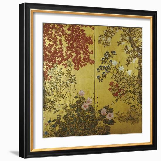 Camellias, Hydrangeas, Cherry Flowers, Lilies and Other Flowers, 18th Century-null-Framed Giclee Print