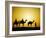 Camels and camel driver silhouetted at sunset, Thar Desert, Jodhpur, India-Adam Jones-Framed Photographic Print