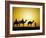 Camels and camel driver silhouetted at sunset, Thar Desert, Jodhpur, India-Adam Jones-Framed Photographic Print