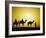 Camels and camel driver silhouetted at sunset, Thar Desert, Jodhpur, India-Adam Jones-Framed Photographic Print