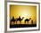 Camels and camel driver silhouetted at sunset, Thar Desert, Jodhpur, India-Adam Jones-Framed Photographic Print