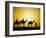 Camels and camel driver silhouetted at sunset, Thar Desert, Jodhpur, India-Adam Jones-Framed Photographic Print