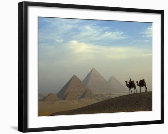 Camels and Driver at the Pyramids Complex, Egypt-Claudia Adams-Framed Photographic Print