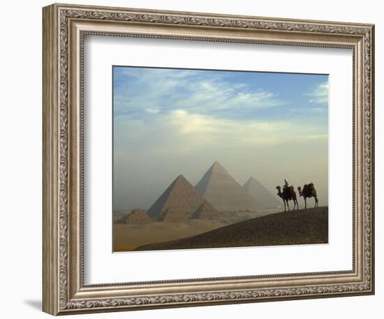 Camels and Driver at the Pyramids Complex, Egypt-Claudia Adams-Framed Photographic Print