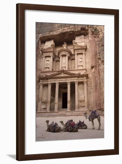 Camels in Front of the Treasury, Petra, Jordan, Middle East-Richard Maschmeyer-Framed Photographic Print