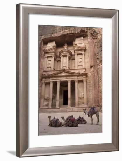 Camels in Front of the Treasury, Petra, Jordan, Middle East-Richard Maschmeyer-Framed Photographic Print