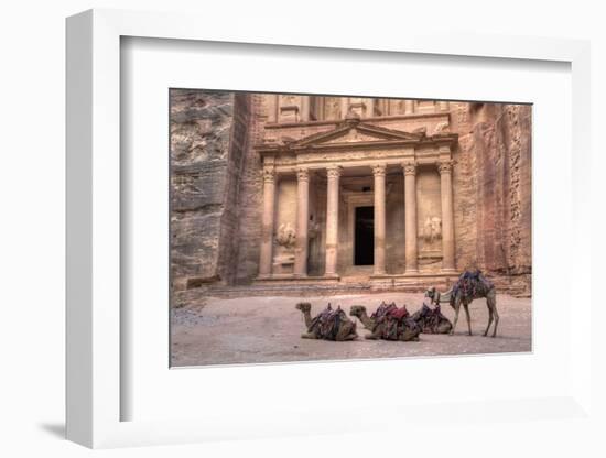 Camels in Front of the Treasury, Petra, Jordan, Middle East-Richard Maschmeyer-Framed Photographic Print