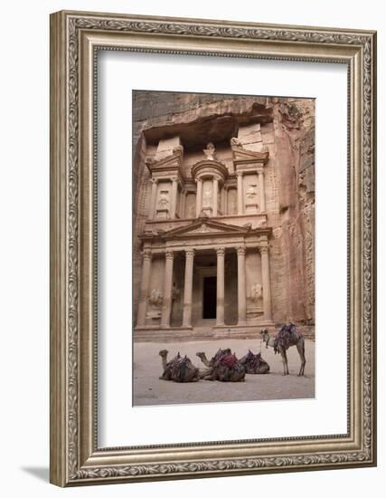 Camels in Front of the Treasury, Petra, Jordan, Middle East-Richard Maschmeyer-Framed Photographic Print