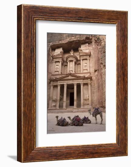 Camels in Front of the Treasury, Petra, Jordan, Middle East-Richard Maschmeyer-Framed Photographic Print