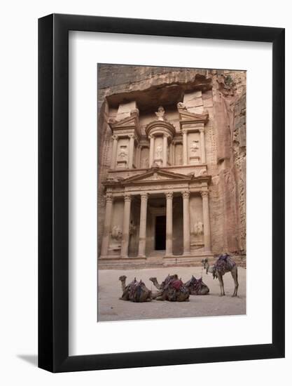 Camels in Front of the Treasury, Petra, Jordan, Middle East-Richard Maschmeyer-Framed Photographic Print