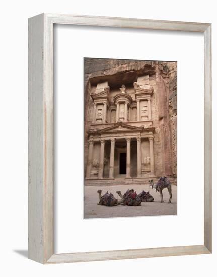 Camels in Front of the Treasury, Petra, Jordan, Middle East-Richard Maschmeyer-Framed Photographic Print