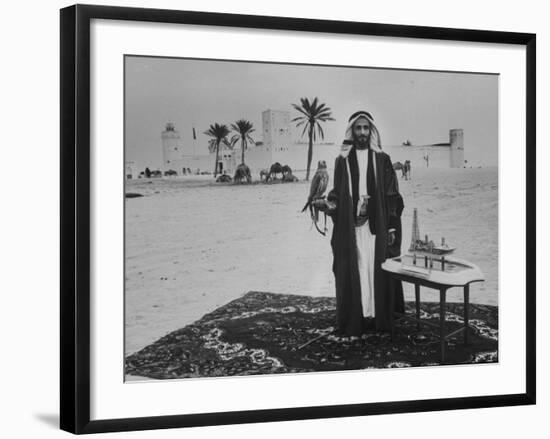 Camels Inspected by Sheik Shakhbut, Ruler of Oil-Rich Kingdom Abu Dhabi-Ralph Crane-Framed Premium Photographic Print