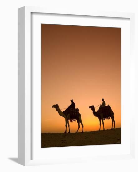 Camels Near the Pyramids at Giza, Cairo, Egypt-Doug Pearson-Framed Photographic Print