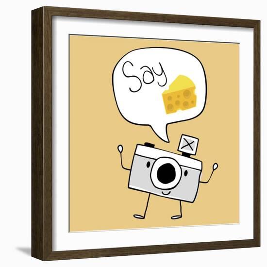 Camera Cartoon Say Cheese-Sergio Hayashi-Framed Art Print