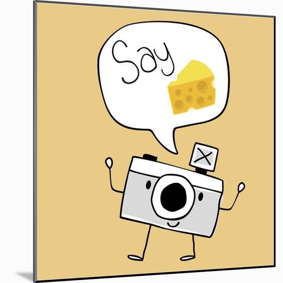 Camera Cartoon Say Cheese-Sergio Hayashi-Mounted Art Print
