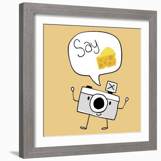 Camera Cartoon Say Cheese-Sergio Hayashi-Framed Premium Giclee Print