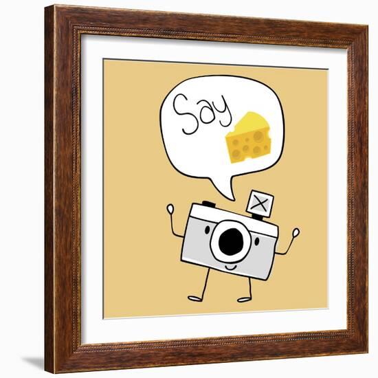 Camera Cartoon Say Cheese-Sergio Hayashi-Framed Premium Giclee Print