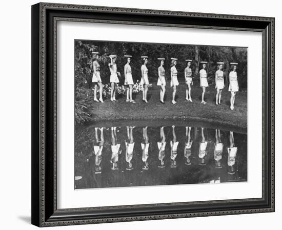 Camera Models at Cypress Gardens, Walking with Blocks on Their Heads For Balance and Posture-Bernard Hoffman-Framed Photographic Print