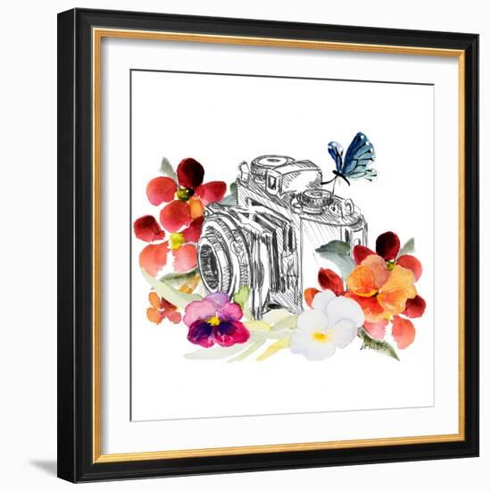 Camera Sketch on Fall Floral II-Lanie Loreth-Framed Art Print