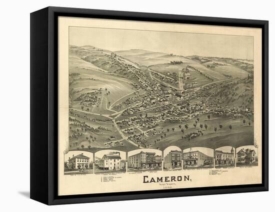 Cameron, West Virginia - Panoramic Map-Lantern Press-Framed Stretched Canvas