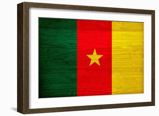 Cameroon Flag Design with Wood Patterning - Flags of the World Series-Philippe Hugonnard-Framed Art Print