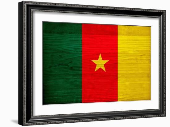 Cameroon Flag Design with Wood Patterning - Flags of the World Series-Philippe Hugonnard-Framed Art Print