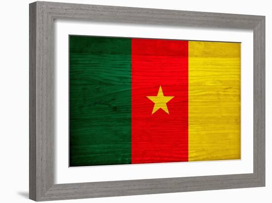 Cameroon Flag Design with Wood Patterning - Flags of the World Series-Philippe Hugonnard-Framed Premium Giclee Print