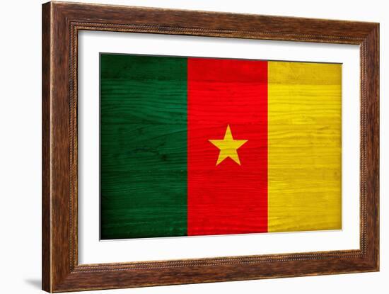 Cameroon Flag Design with Wood Patterning - Flags of the World Series-Philippe Hugonnard-Framed Premium Giclee Print