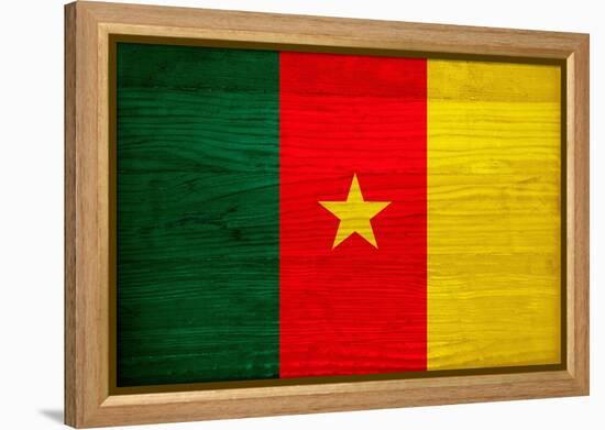 Cameroon Flag Design with Wood Patterning - Flags of the World Series-Philippe Hugonnard-Framed Stretched Canvas