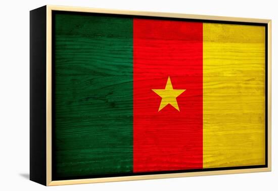 Cameroon Flag Design with Wood Patterning - Flags of the World Series-Philippe Hugonnard-Framed Stretched Canvas