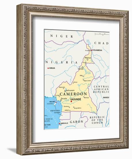 Cameroon Political Map-Peter Hermes Furian-Framed Art Print