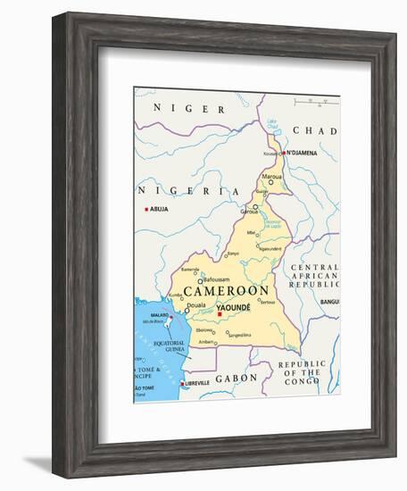 Cameroon Political Map-Peter Hermes Furian-Framed Art Print