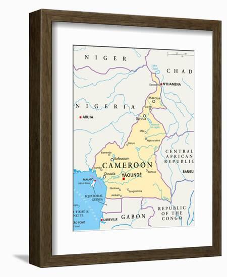 Cameroon Political Map-Peter Hermes Furian-Framed Art Print